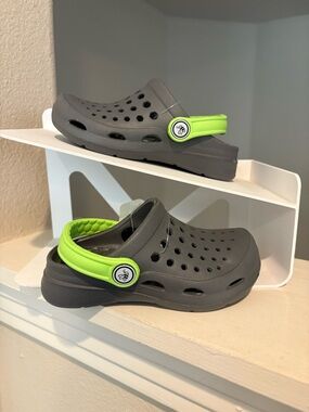 Joybees Harper Slip-On Clogs Charcoal/Lime - Kids Child Toddler Size 8 / 9